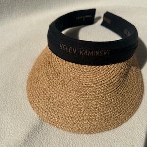 Helen Kaminski Natural Straw Visor with Black Band